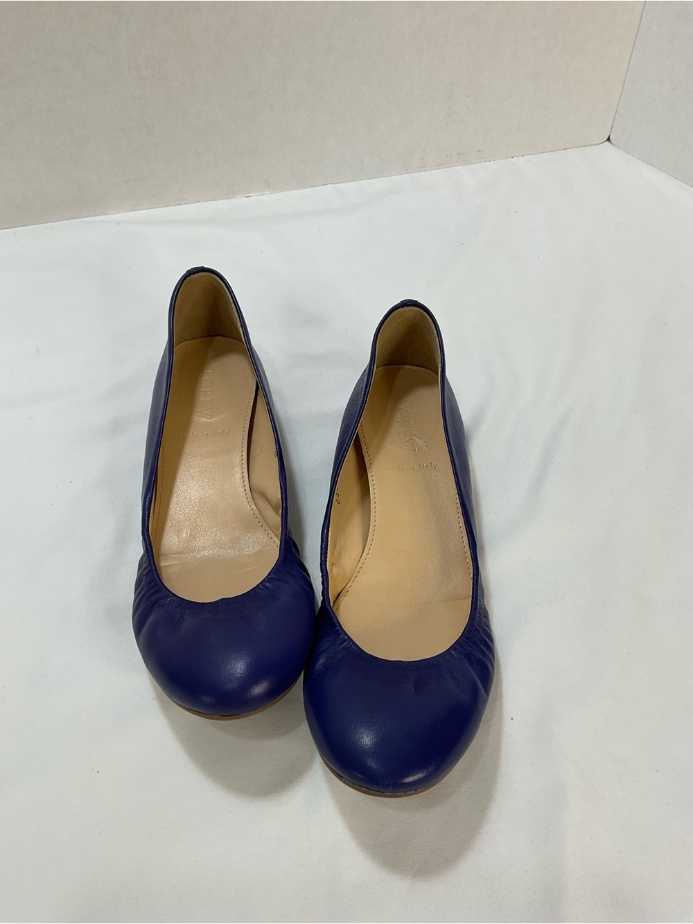 J. Crew Deep Navy Leather Ballet Flats